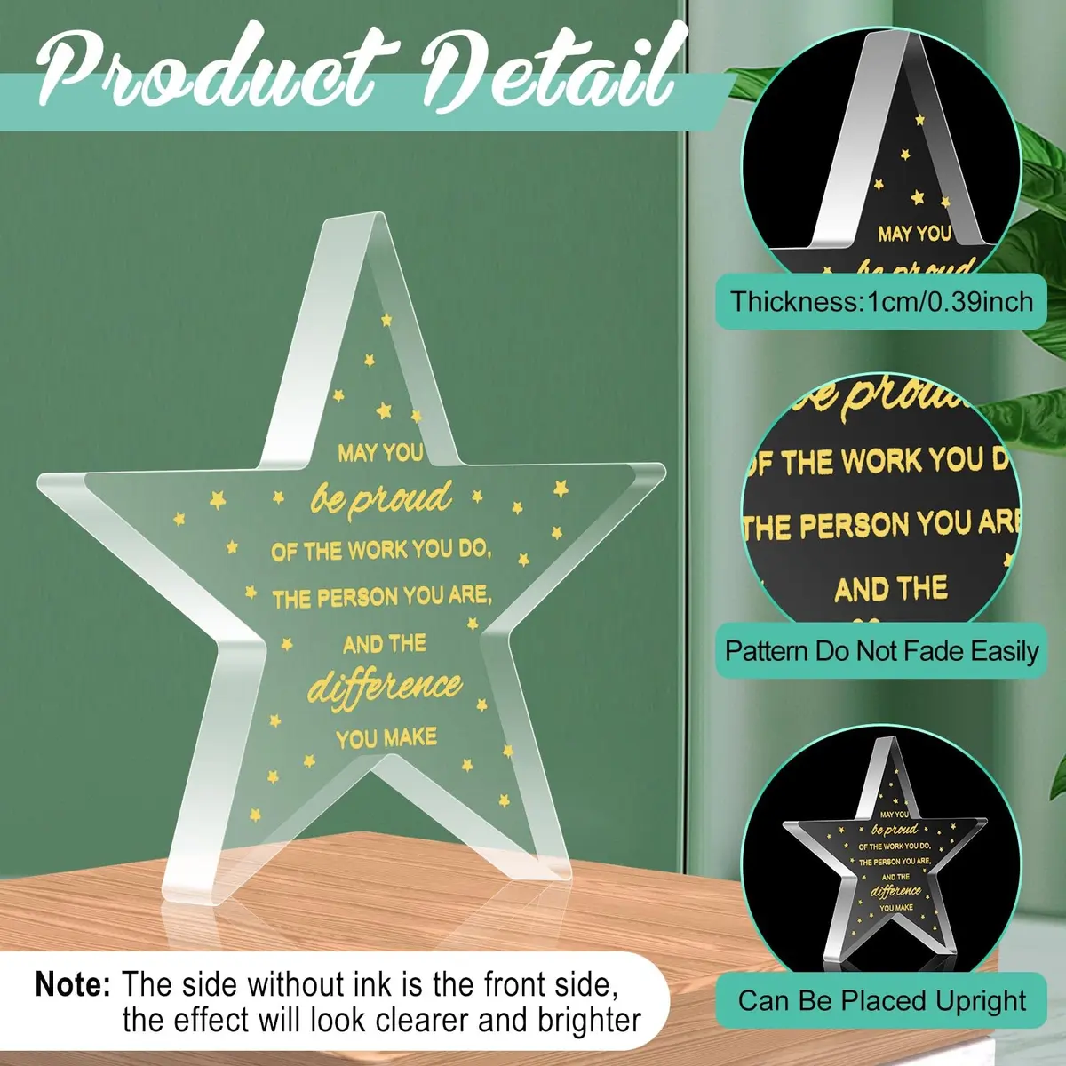 Huquary Acrylic Appreciation Trophies 50 Pcs (12.7cm / 1.02kg) | Motivational Pentagram Awards for Colleagues - view 2