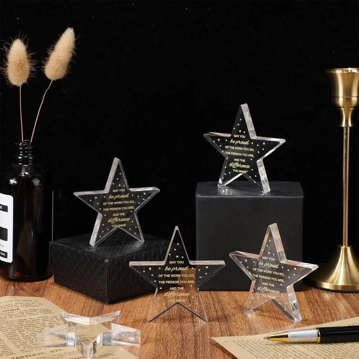 Huquary Acrylic Appreciation Trophies 50 Pcs (12.7cm / 1.02kg) | Motivational Pentagram Awards for Colleagues - view 4