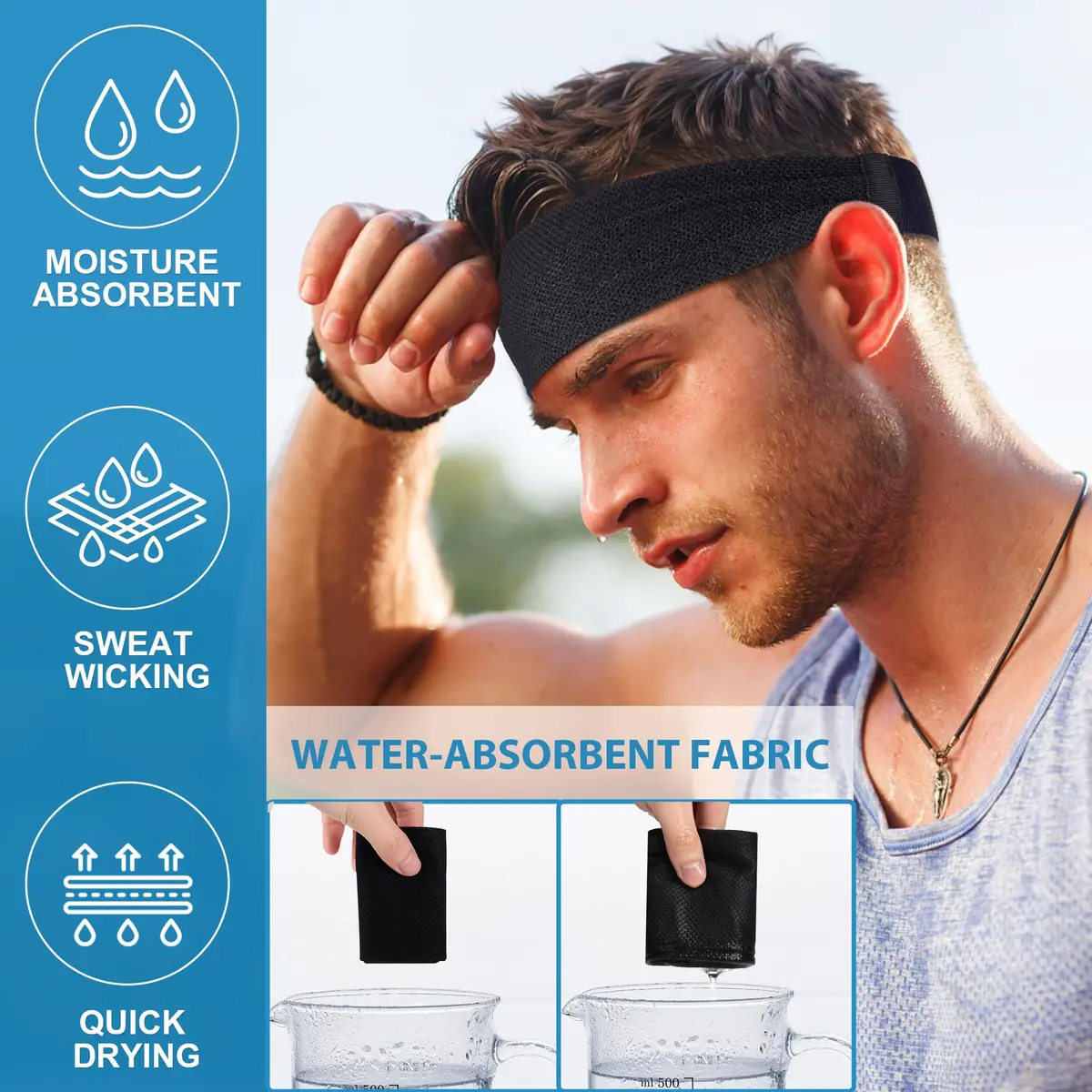 Sukeen Cooling Headbands for Men 4 Pack, Sweat Bands Headbands for Running | Instant Cooling Fabric - view 3