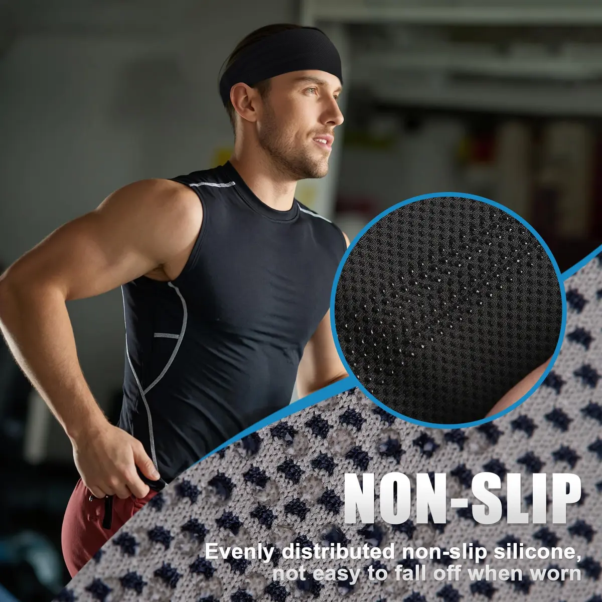 Sukeen Cooling Headbands for Men 4 Pack, Non-Slip Elastic Sweatbands for Running & Gym, 21.26"-23.62" Head Circumference - view 4