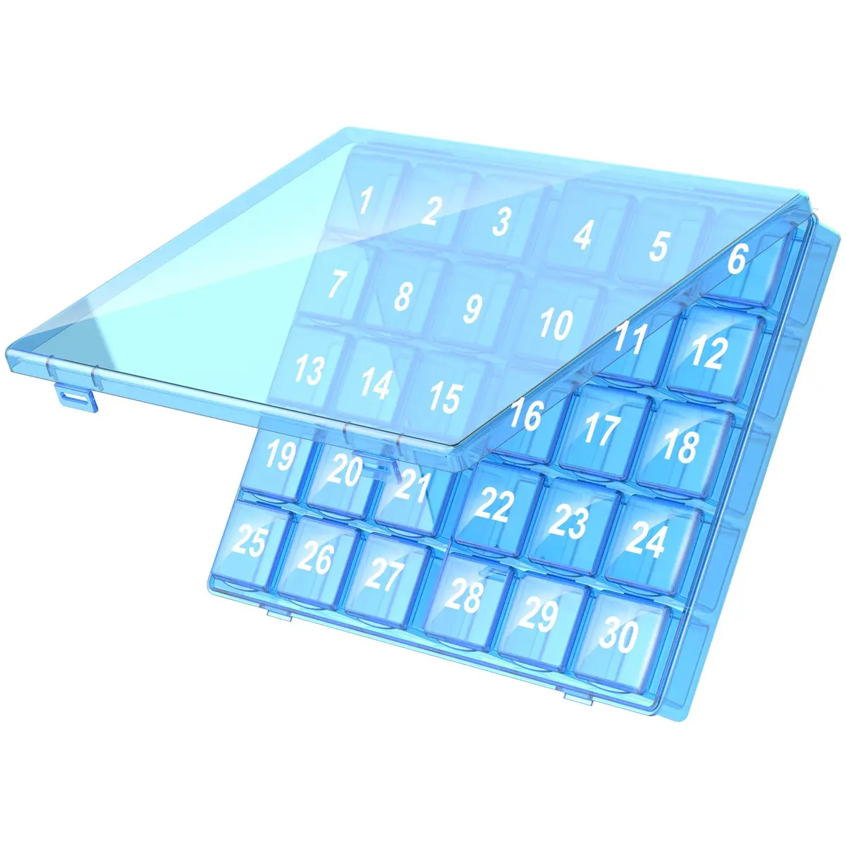 DOHIMGIO 30-Day Monthly Pill Organizer Box with Large Compartments | Easy Open Blue Case for Travel - main product image