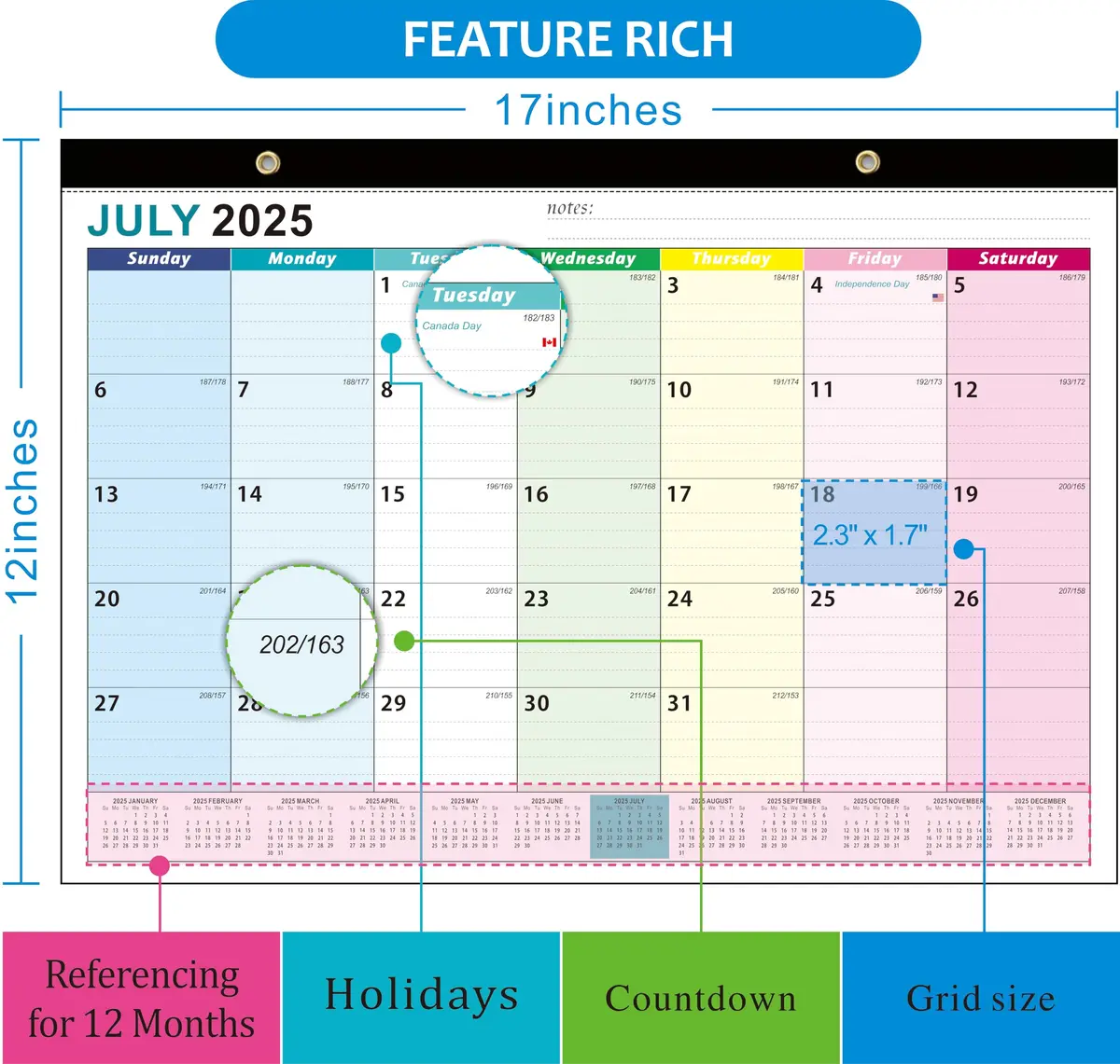 AgePlace Desk Calendar 2026 | Large 17" x 12" Monthly Planner with Holidays - view 2