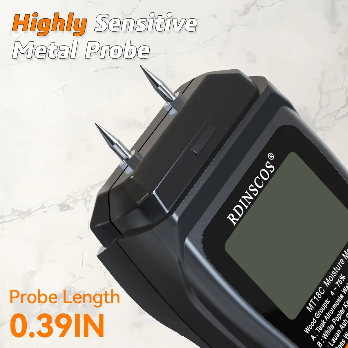 RDINSCOS Digital Moisture Meter for Wood, Drywall & Building Materials | Pin-Type Moisture Detector with 4 Modes & LCD Display - view 6