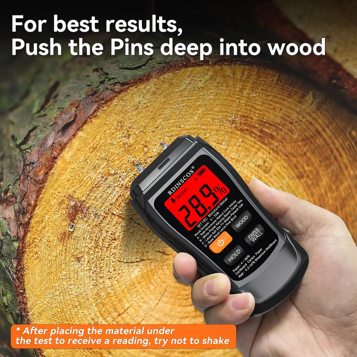 RDINSCOS Digital Moisture Meter for Wood, Drywall & Building Materials | Pin-Type Moisture Detector with 4 Modes & LCD Display - view 7