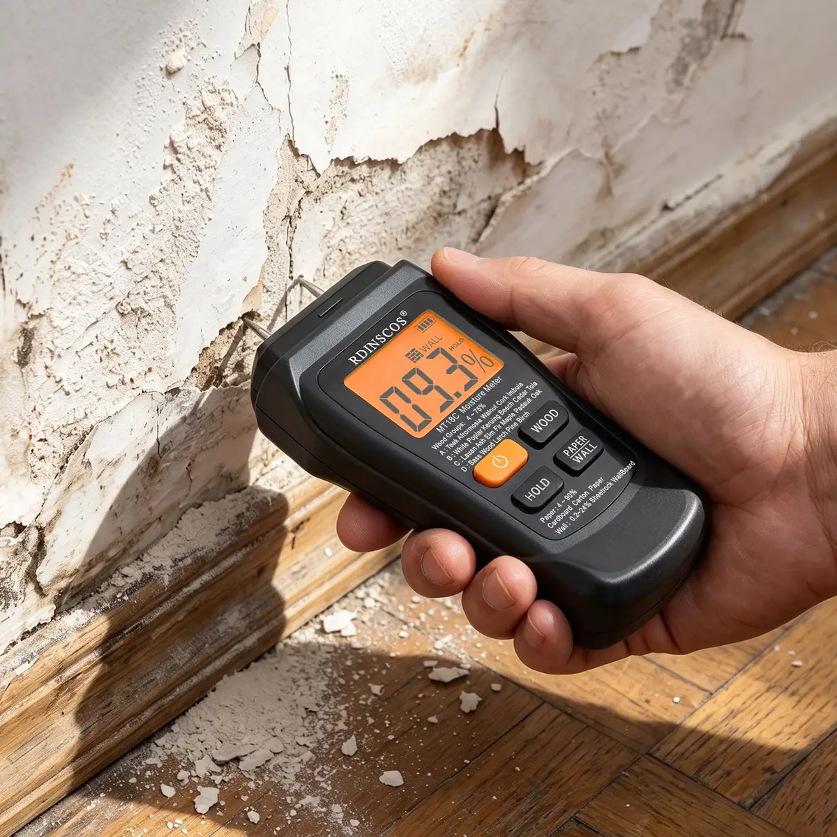 RDINSCOS Digital Moisture Meter for Wood, Drywall & Building Materials | Pin-Type Moisture Detector with 4 Modes & LCD Display - view 3