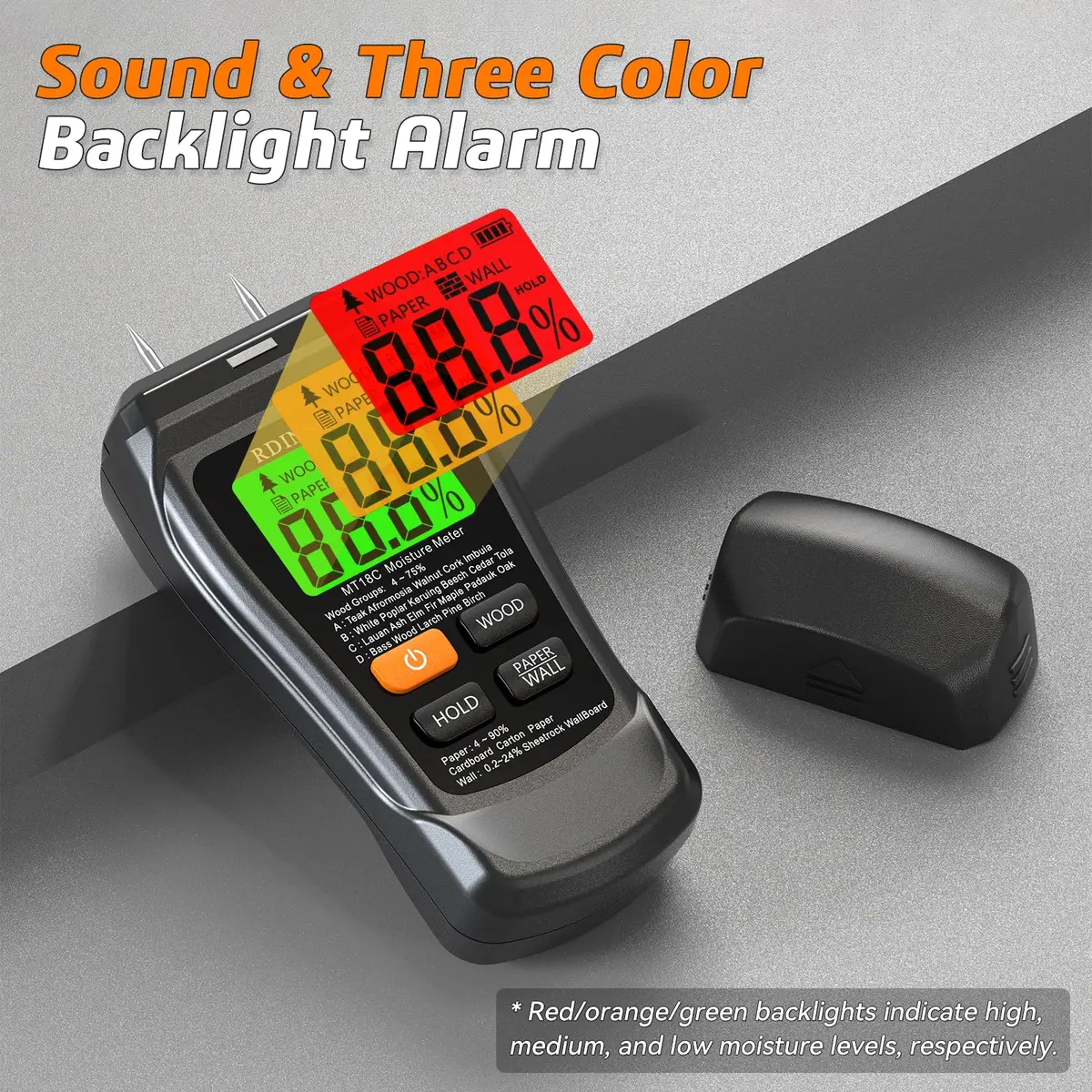 RDINSCOS Digital Moisture Meter for Wood, Drywall & Building Materials | Pin-Type Moisture Detector with 4 Modes & LCD Display - view 4