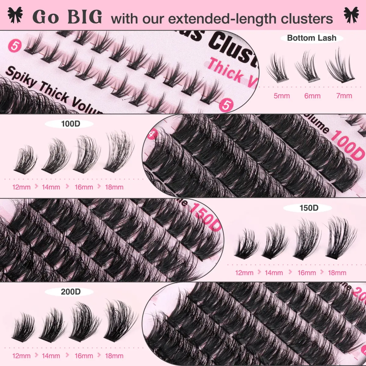 Goddvenus Fluffy Lash Clusters Kit D Curl Volume Cluster Eyelash Extensions 240pcs Upper + 60pcs Bottom Lashes - view 4