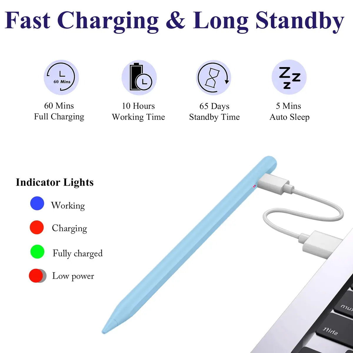 CMARS Stylus Pen for Android, Magnetic Phone Pencil, Fine Point Digital Touch Screen Pen, Compatible with iPhone/Samsung/Xiaomi/Huawei/Vivo - Blue - view 3