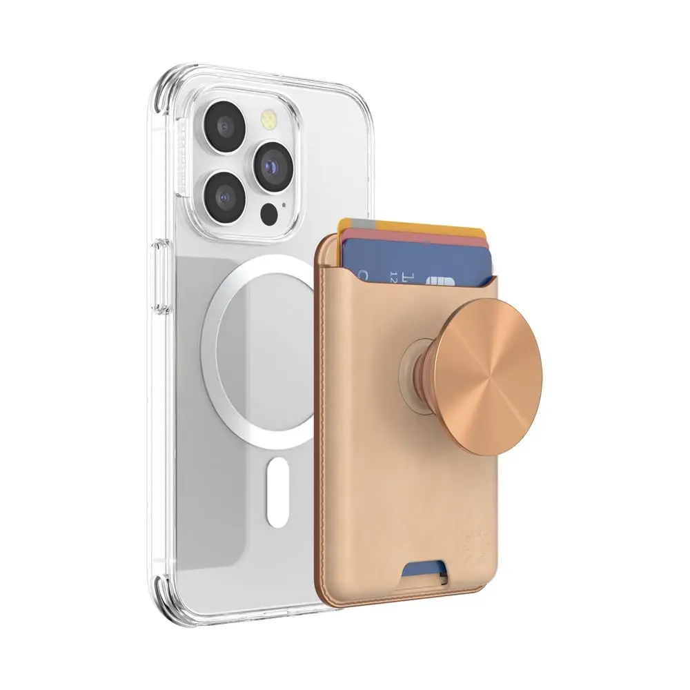 PopSockets Phone Wallet for MagSafe with Grip - Tan Nigiri | Slim Magnetic Card Holder & Stand - main product image