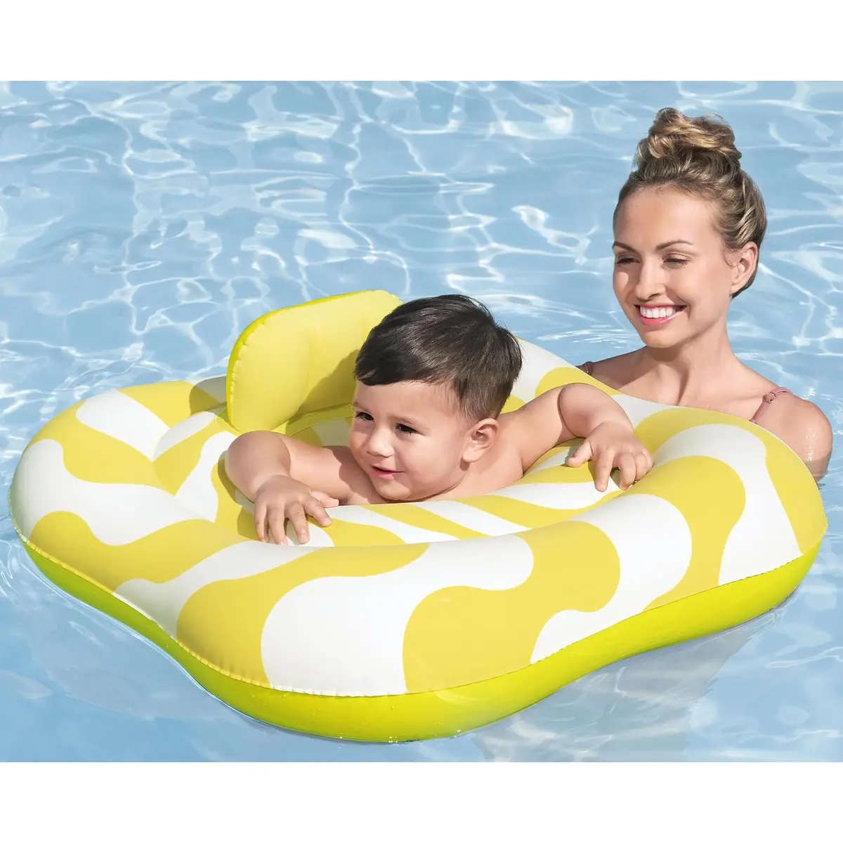 Swim Safe Comfort Plush Baby Float - Yellow Wavy Square | Water Entry Support for 12-24mo - view 2