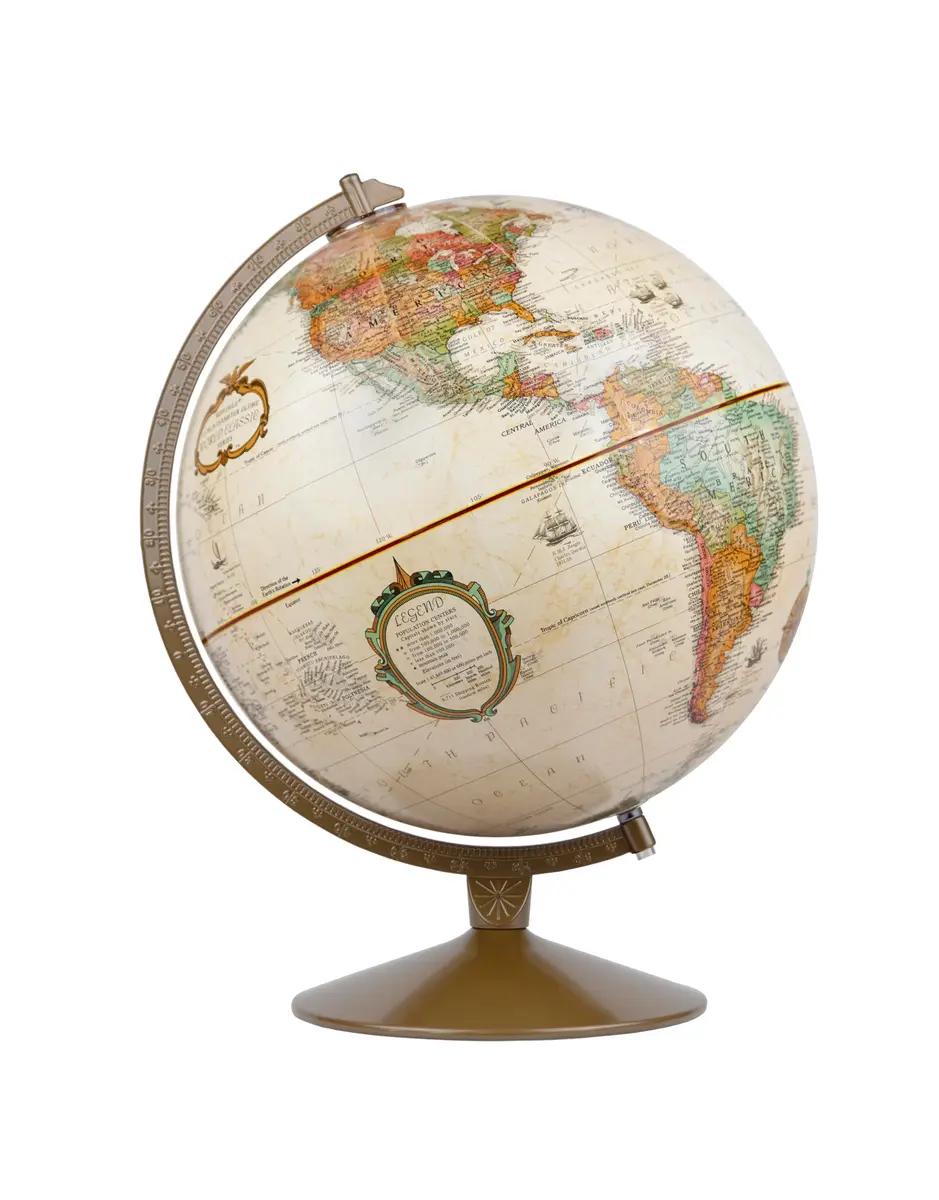 Replogle Franklin World Globe 12" Diameter Raised Relief Antique Ocean | U.S. Cartography - main product image
