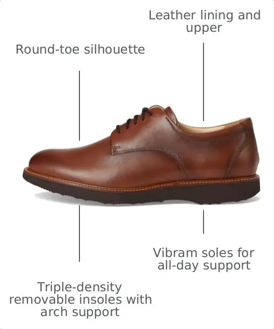 Samuel Hubbard Men's Founder Cognac Leather Wide Shoes | Classic Oxford Style with Vibram Sole Support - view 3