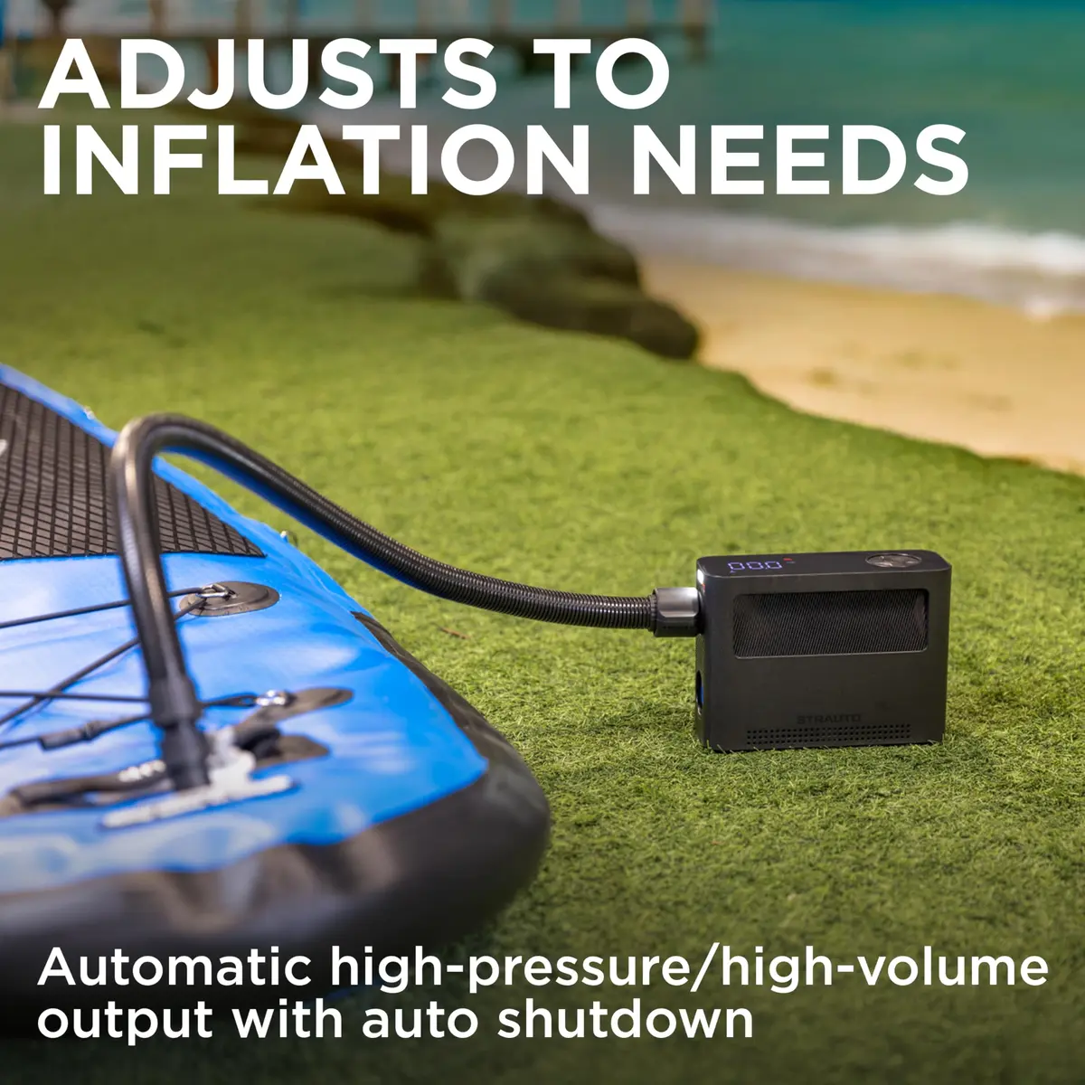 STRAUTO Universal Inflator Tire Inflator Air Compressor Paddle Board | Portable, 120 PSI, 7 Presets - view 5