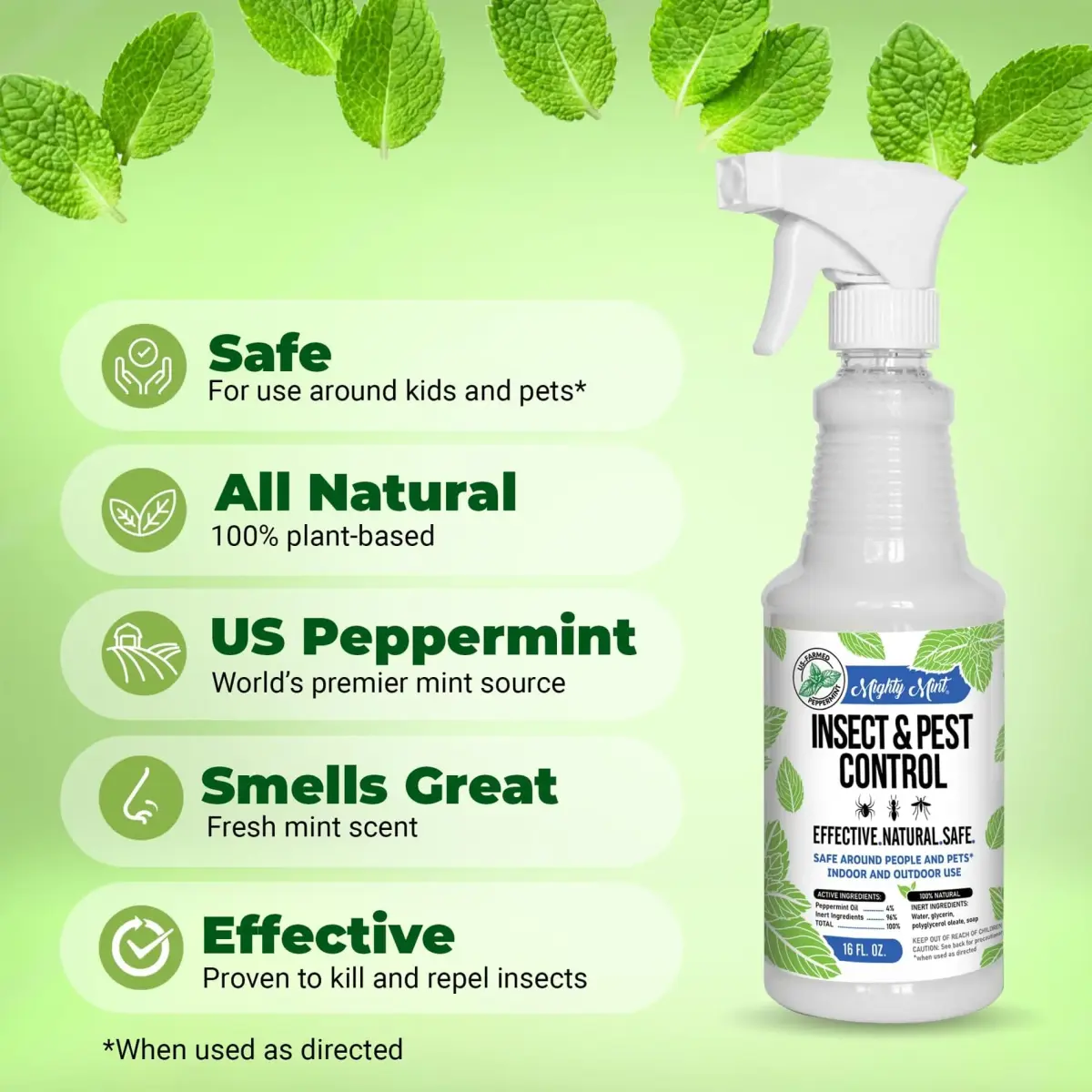 Mighty Mint Peppermint Oil Insect Repellent Spray 16 Fl Oz (Pack of 2) | Natural Spider & Ant Control - view 2