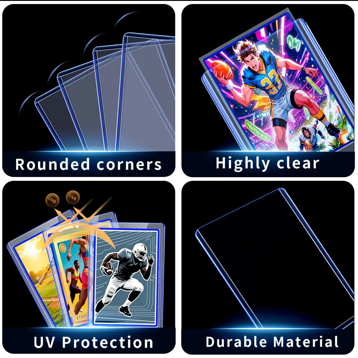 TRUGQ Card Sleeves Toploaders Set (200 Count) | 3" x 4" Hard Plastic Protectors with Soft Sleeves for Baseball, Sports, K-Pop Cards - view 2