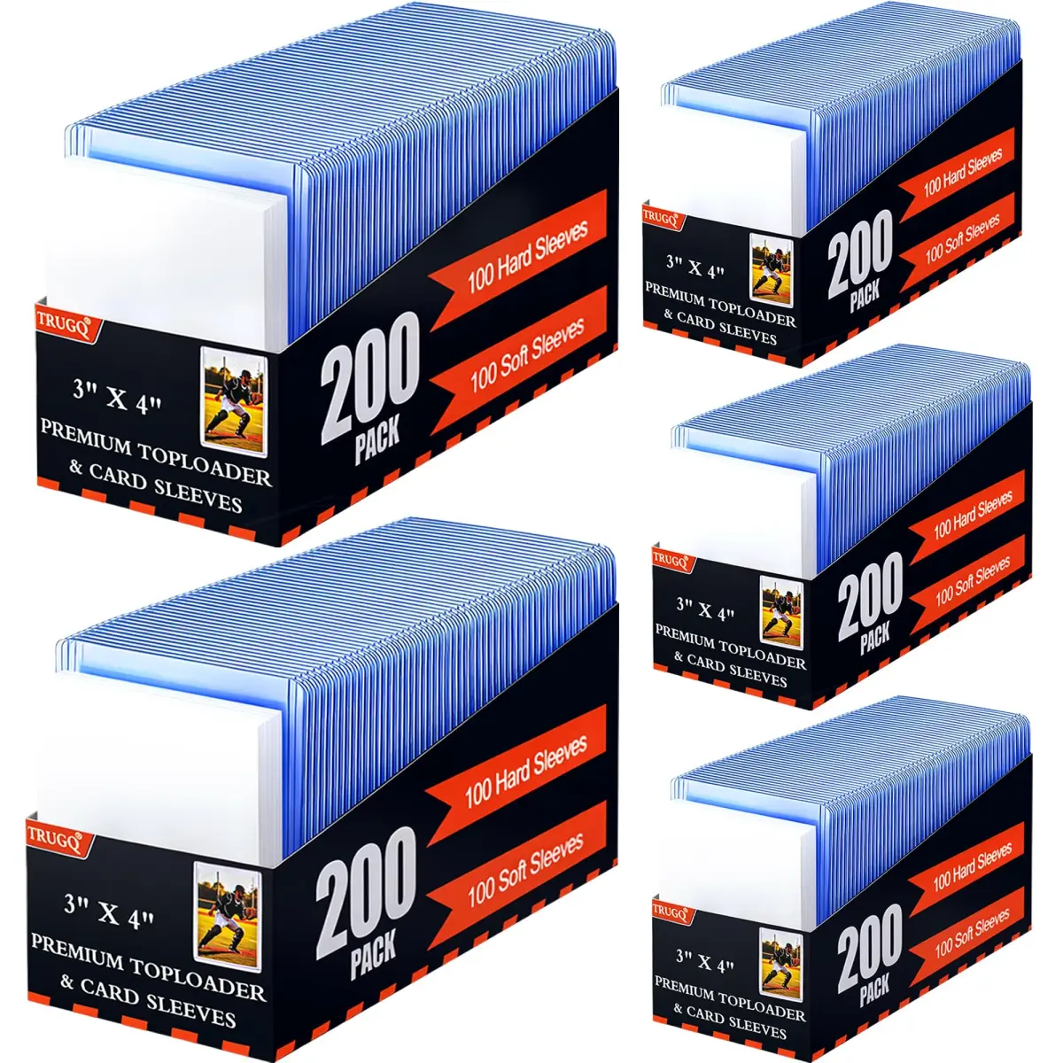 TRUGQ 3"x4" Toploaders Card Protectors, 500 Hard Holders +500 Soft Sleeves | Acid-Free PVC for Trading Cards - main product image