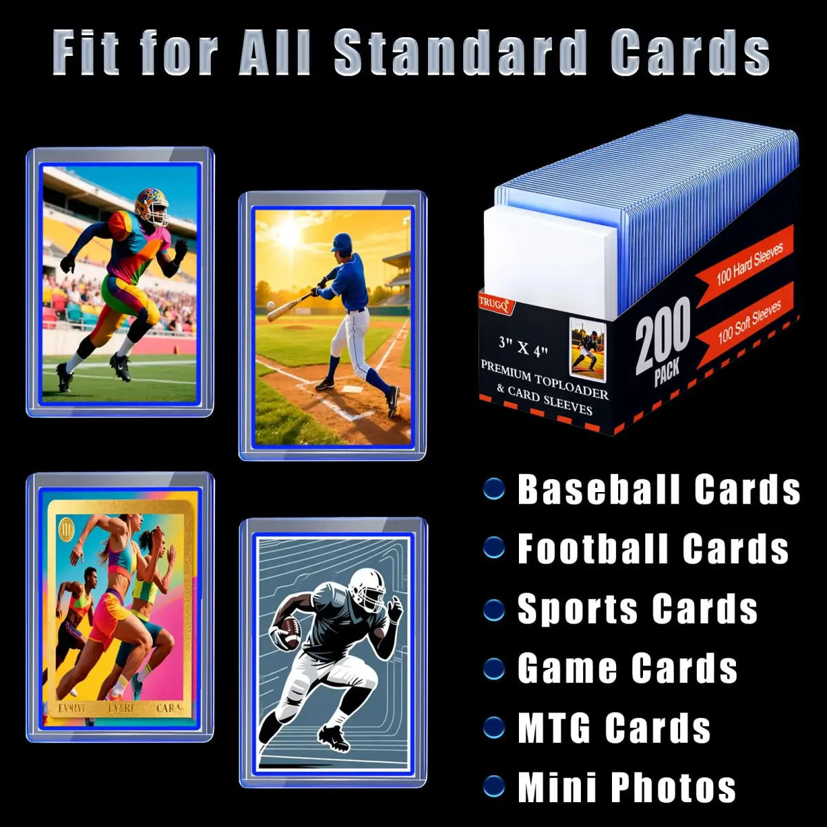 TRUGQ 3"x4" Toploaders Card Protectors, 500 Hard Holders +500 Soft Sleeves | Acid-Free PVC for Trading Cards - view 3