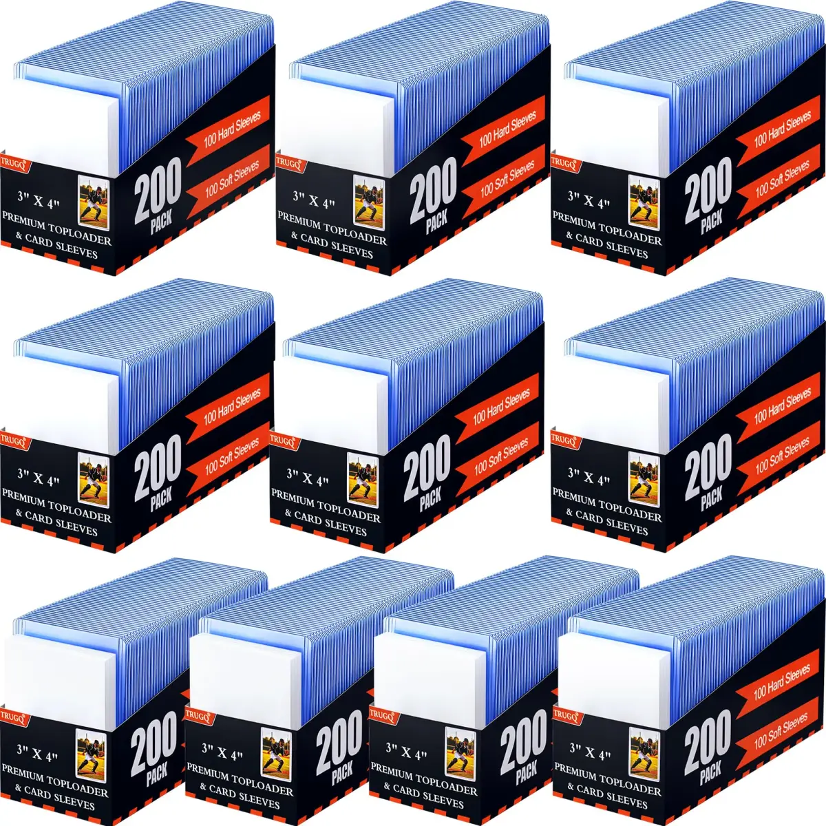 TRUGQ 3"x4" Card Toploaders & Soft Sleeves (1000 Hard + 1000 Soft) | Protects Standard Trading Cards up to 35pt - main product image