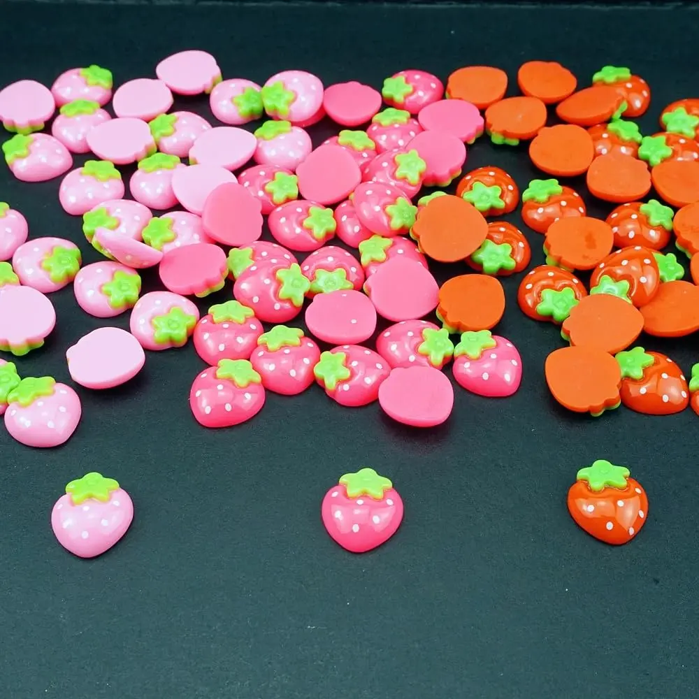SaktopDeco Resin Strawberry 90 PCS Flat Back Embellishments for Crafts Accessories | Bright, Flat Back, No Holes - view 6