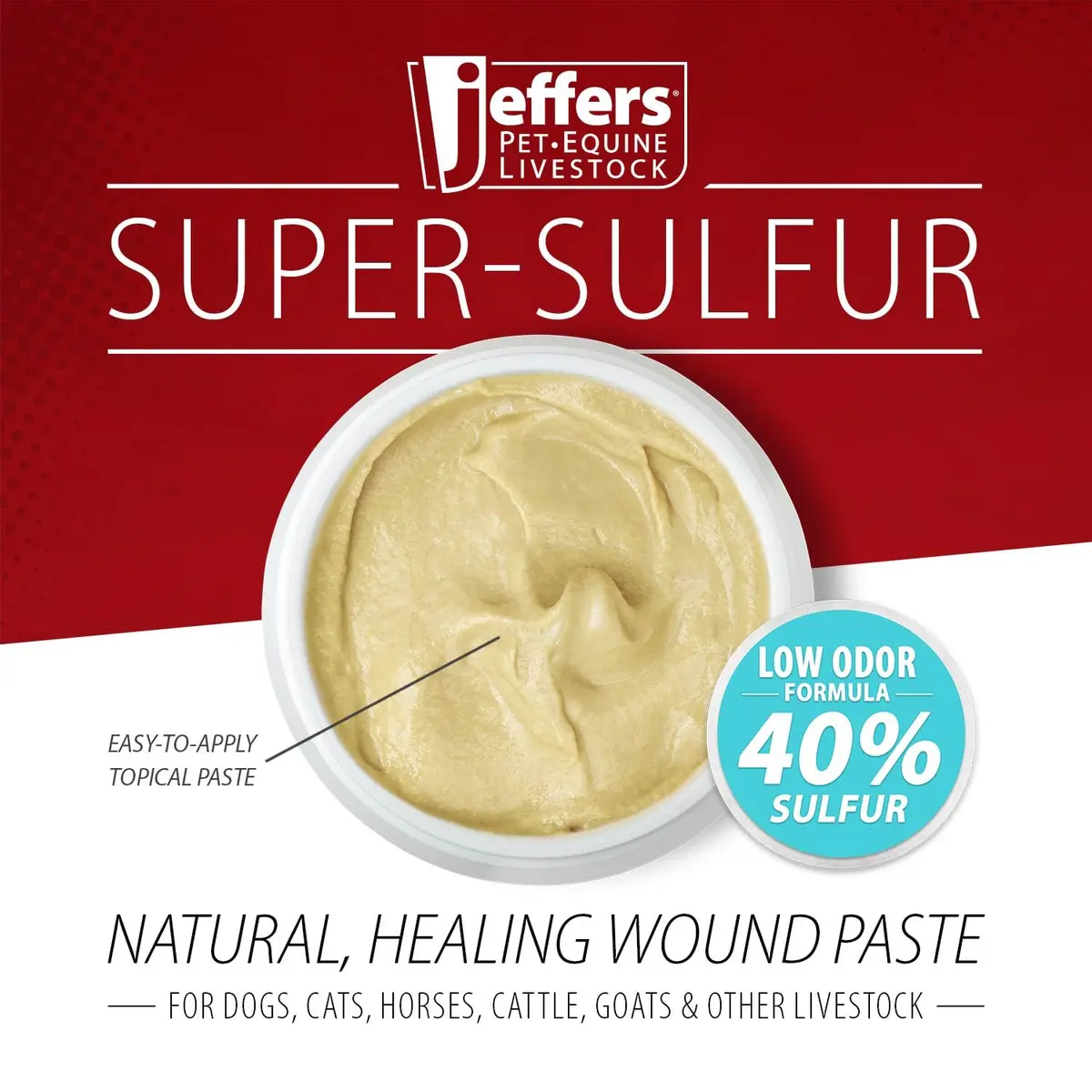 Jeffers Super Sulfur Natural Healing Paste for Dogs, Cats & Horses 8 oz | Wound Care & Skin Support - view 6