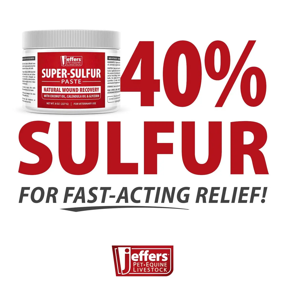 Jeffers Super Sulfur Natural Healing Paste for Dogs, Cats & Horses 8 oz | Wound Care & Skin Support - view 8