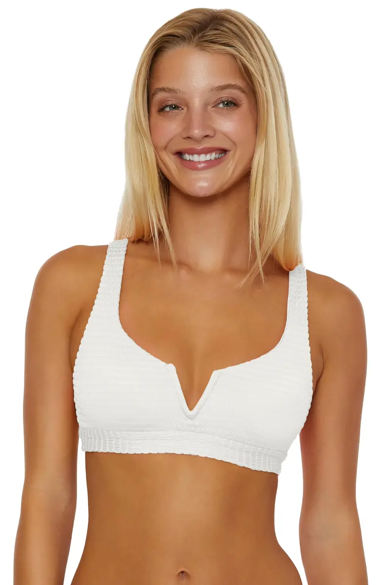 ISABELLA ROSE Maza Women's V-Wire Bralette Bikini Top, Adjustable, Tie Back, Cloud, D | Supportive & Stylish Swimwear - main product image