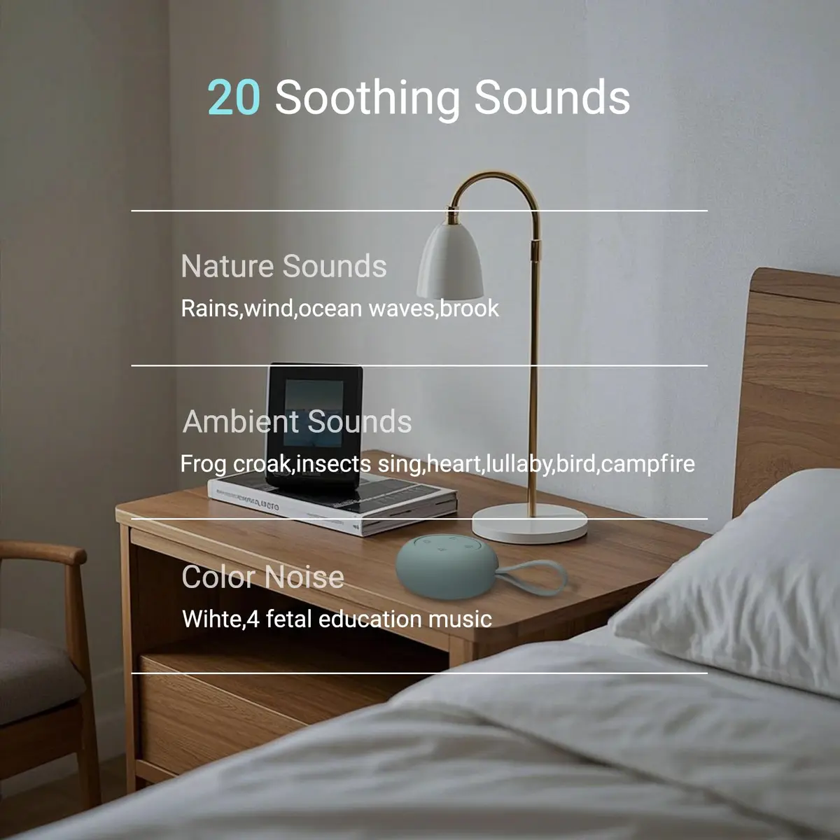 jaroco Portable Baby Sound Machine Slate | 20 Soothing Sounds, 15-Hour Battery Life | USB-C Rechargeable - view 2