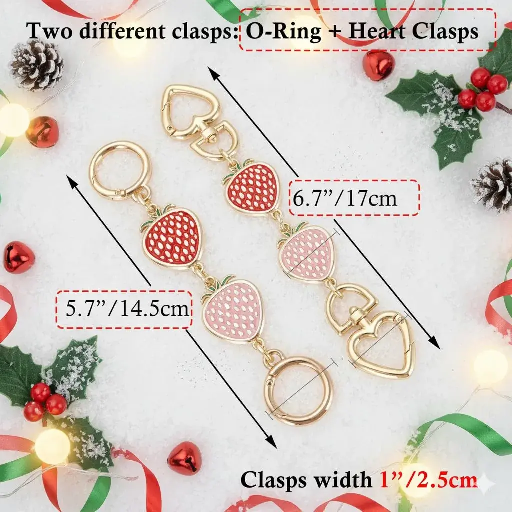 COICOIC Cute Strawberry Purse Strap Extender 2 Pcs | Adds 5.7-6.7 Inches - view 2