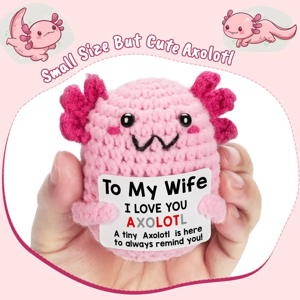 WEYON Mini Crochet Axolotl 8.9cm (3.5 inches) | "Wife" Style Romantic Gift - view 2