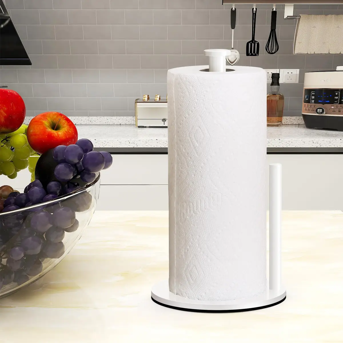 OBODING White Paper Towel Holder Countertop | Stainless Steel Kitchen Organizer with Side Bar (12.2" H x 6.7" W) - view 3