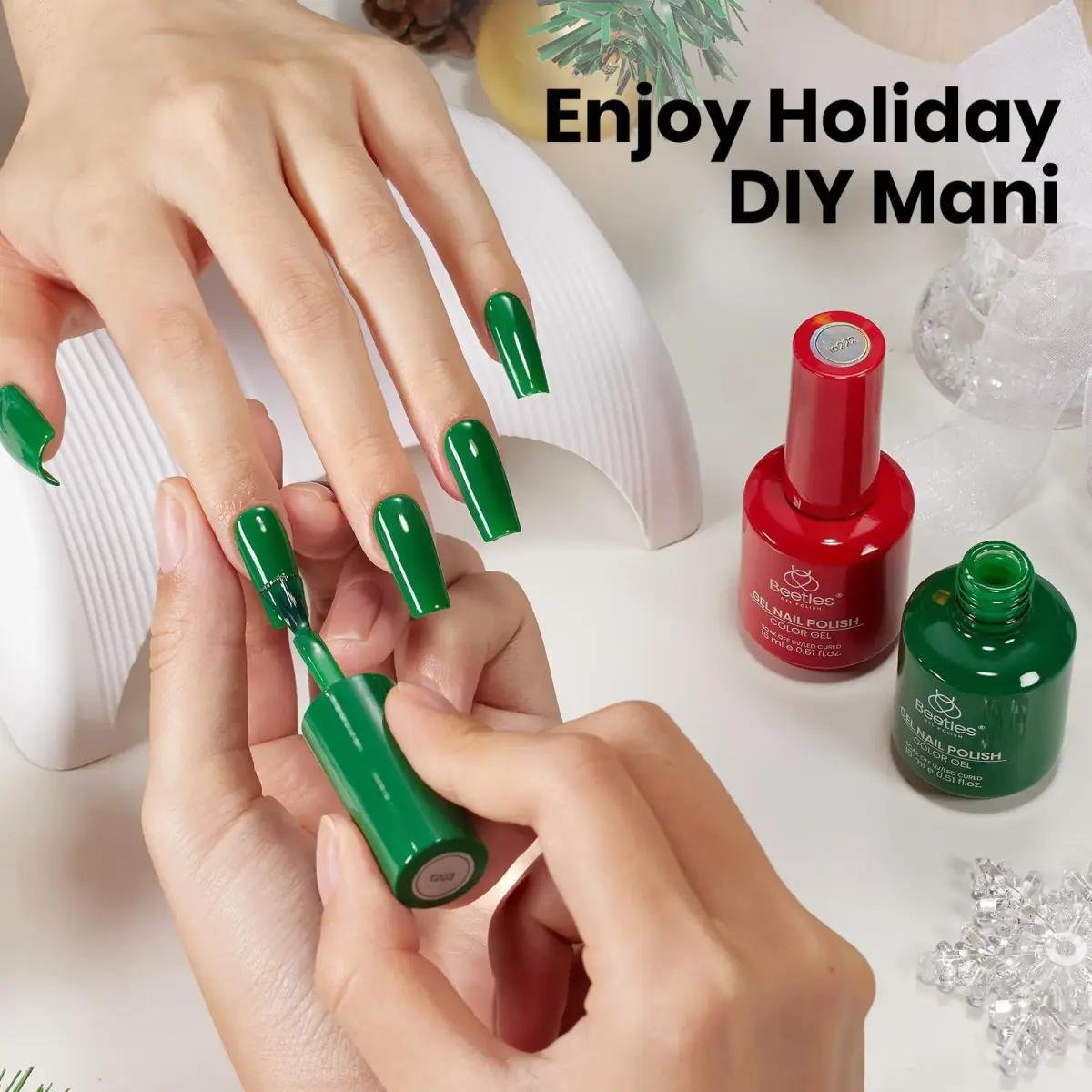 Beetles Gel Polish Red Green Set Prelude of Celebration 15ml (0.51 Fl Oz) | Cruelty-Free, Long-Lasting Gel Nail Polish - view 5