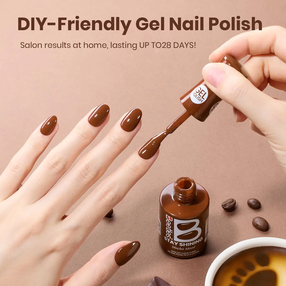 Beetles Gel Polish Mocha Mood 15ml (0.51 Fl Oz) | Salon-Quality Brown Gel Nail Polish for DIY & Professionals - view 6