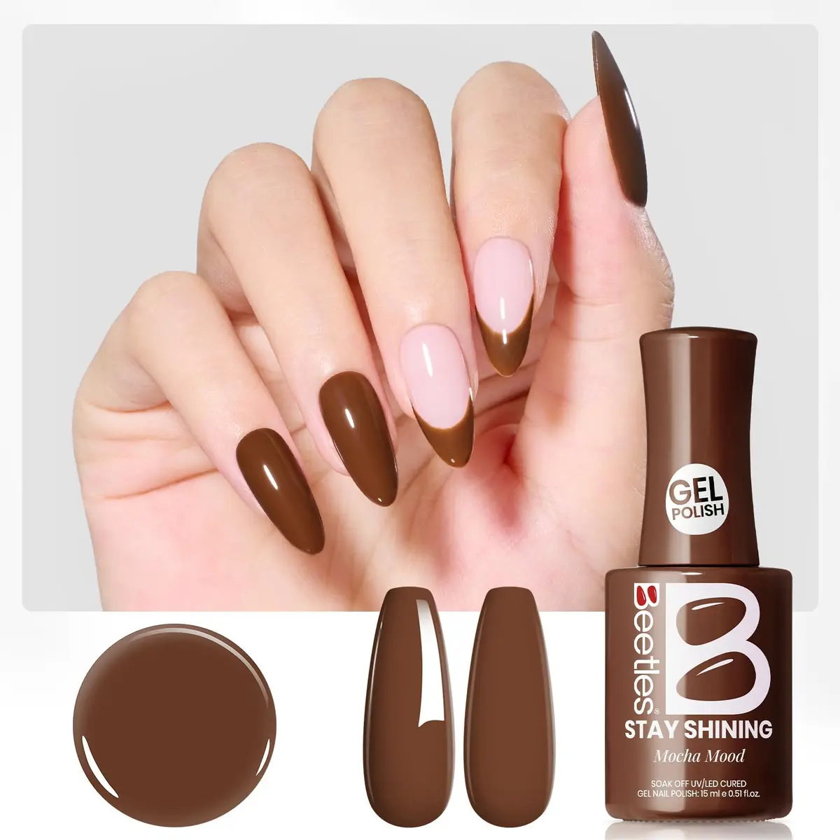 Beetles Gel Polish Mocha Mood 15ml (0.51 Fl Oz) | Salon-Quality Brown Gel Nail Polish for DIY & Professionals - view 8