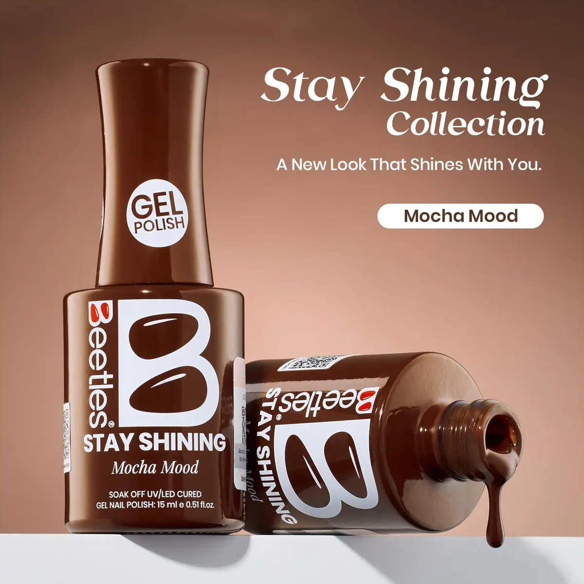 Beetles Gel Polish Mocha Mood 15ml (0.51 Fl Oz) | Salon-Quality Brown Gel Nail Polish for DIY & Professionals - view 2