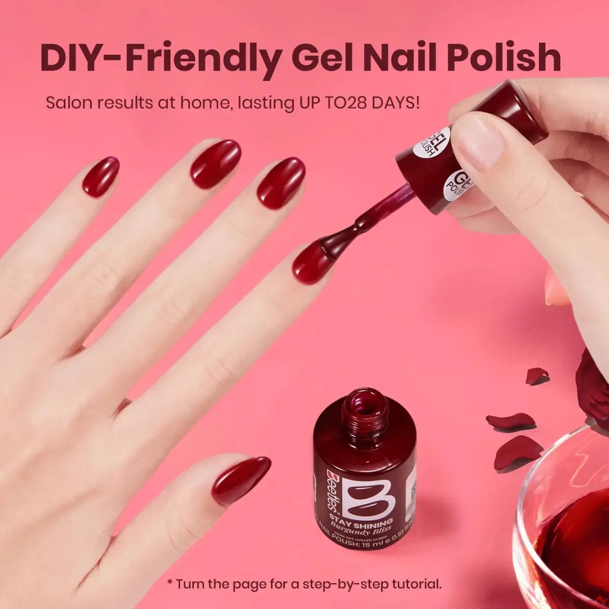 Beetles Gel Polish Burgundy Bliss 15ml (0.51 Fl Oz) | Salon Quality Soak-Off UV/LED Gel Nail Polish - view 5