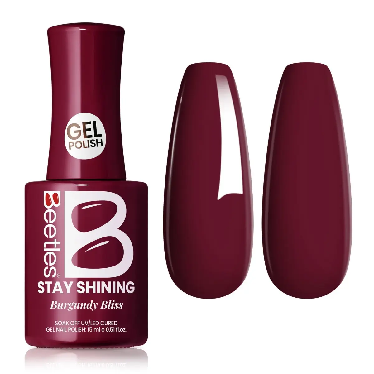 Beetles Gel Polish Burgundy Bliss 15ml (0.51 Fl Oz) | Salon Quality Soak-Off UV/LED Gel Nail Polish - main product image