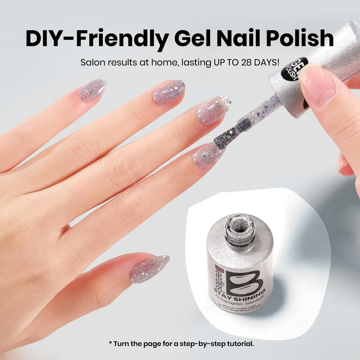 Beetles Glitter Gel Nail Polish, 0.51 fl oz (15ml) Diamond-Shine Holographic Stardust | UV/LED Cure - view 5