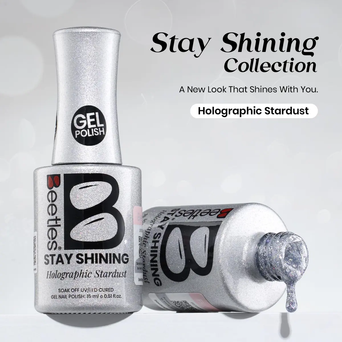 Beetles Glitter Gel Nail Polish, 0.51 fl oz (15ml) Diamond-Shine Holographic Stardust | UV/LED Cure - view 7