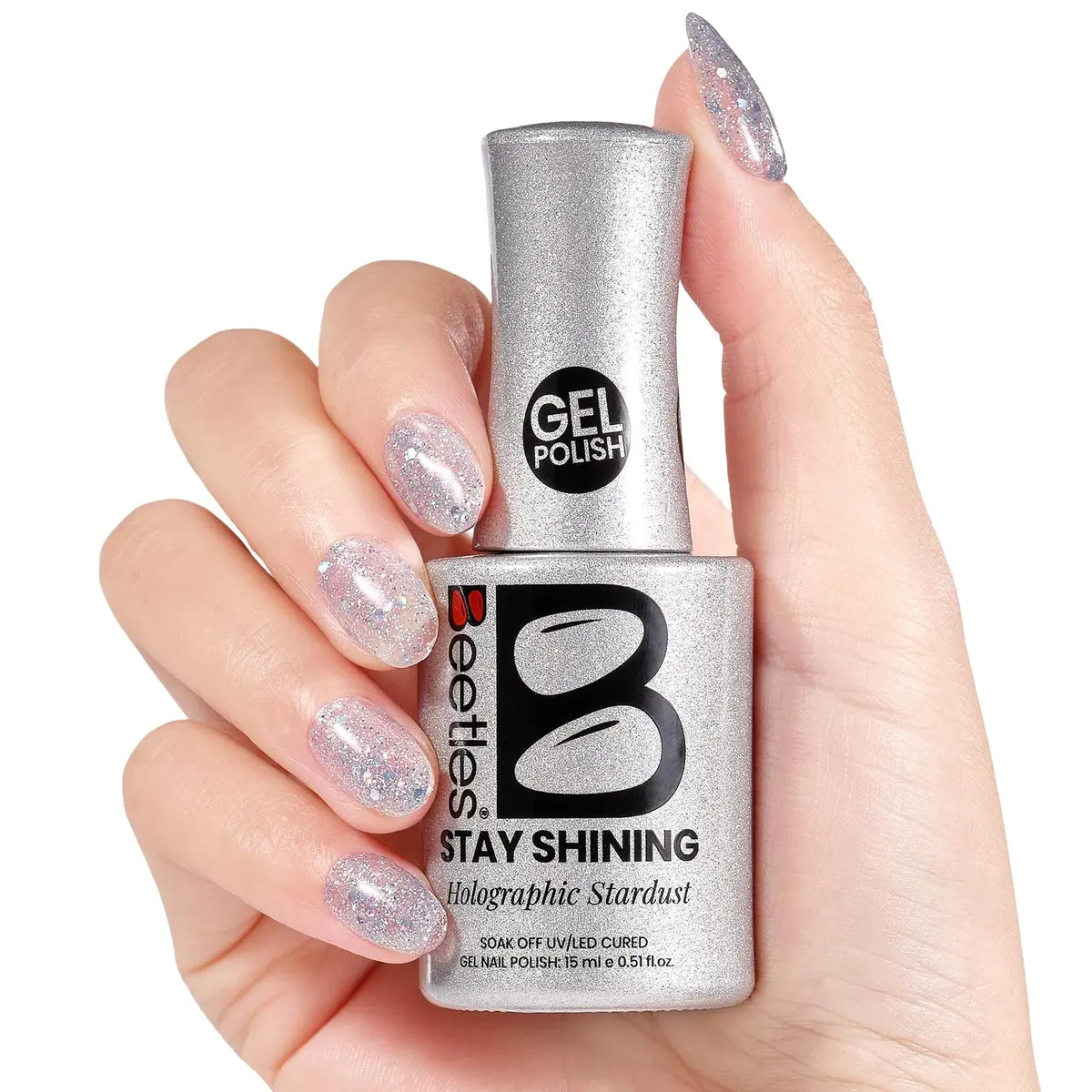 Beetles Glitter Gel Nail Polish, 0.51 fl oz (15ml) Diamond-Shine Holographic Stardust | UV/LED Cure - view 8
