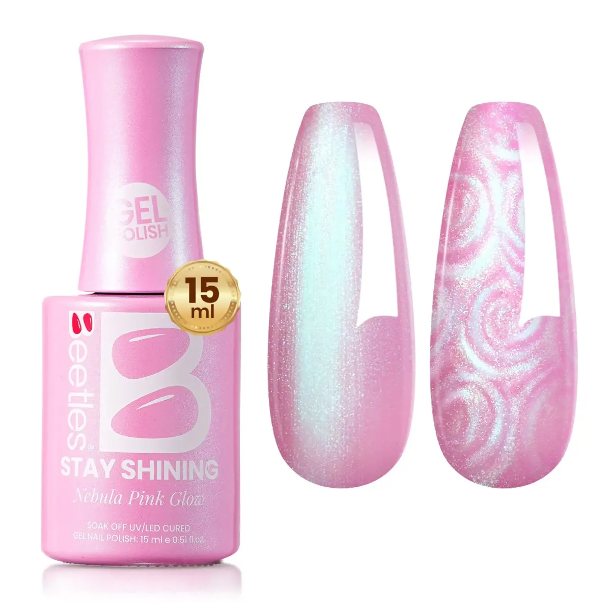 Beetles Pearl Gel Nail Polish Pink Nebula Thread 15ml (0.25 Fl Oz) | Captivating Blue Shimmer & Unique Swirl Effect - main product image