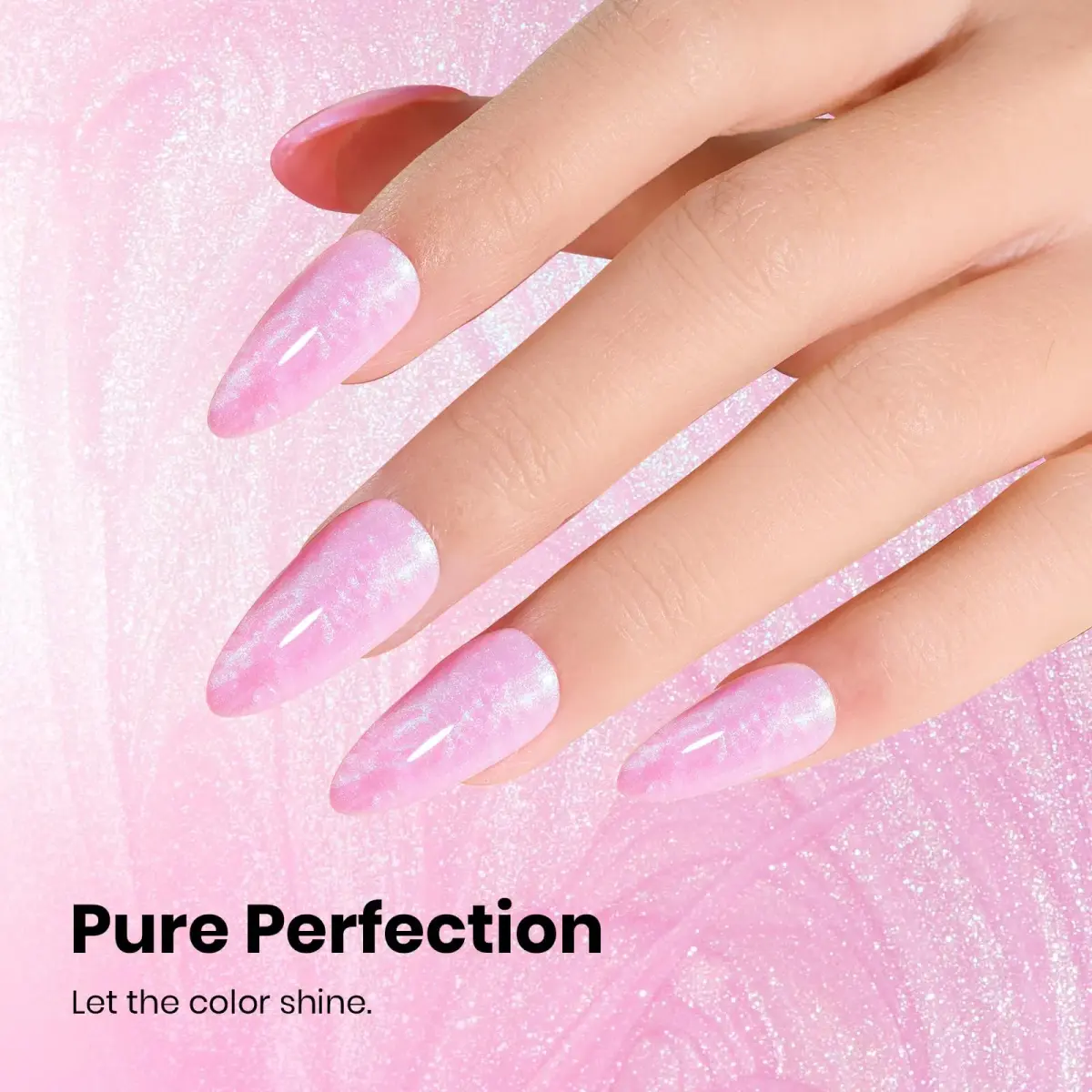 Beetles Pearl Gel Nail Polish Pink Nebula Thread 15ml (0.25 Fl Oz) | Captivating Blue Shimmer & Unique Swirl Effect - view 3