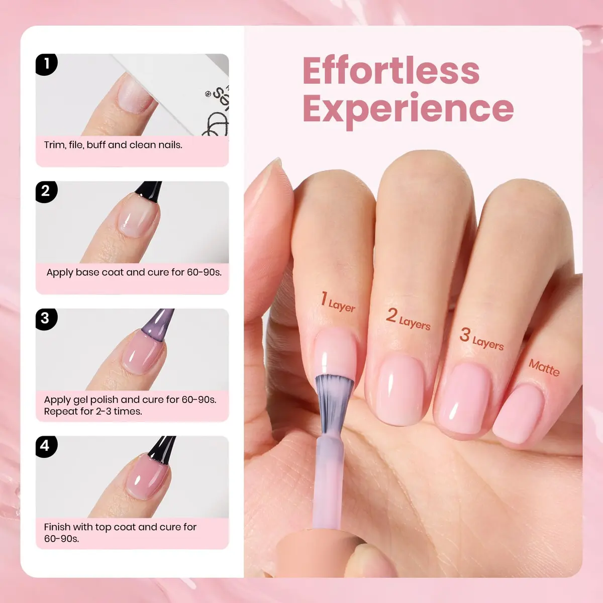 Beetles Gel Nail Polish Bare Petal Nude Jelly 15ml (0.51 Fl Oz) | 10-Free Formula for Long-Lasting Shine - view 7