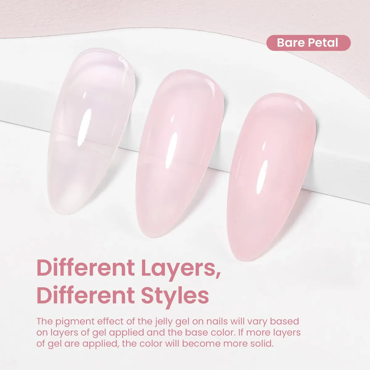 Beetles Gel Nail Polish Bare Petal Nude Jelly 15ml (0.51 Fl Oz) | 10-Free Formula for Long-Lasting Shine - view 3