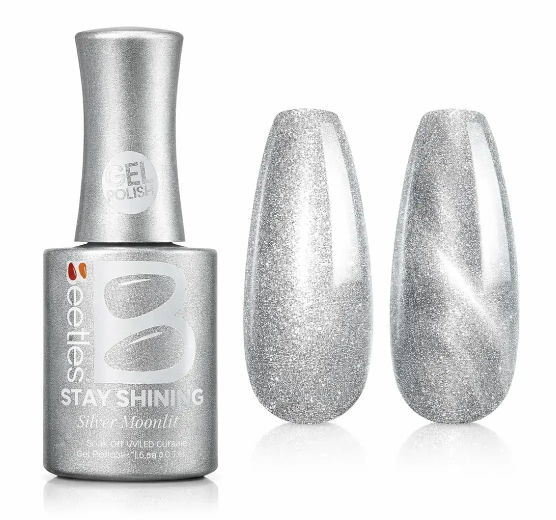 Beetles Pearl Gel Nail Polish 15ml Silver Moonlight | Metallic Frost Finish, Long-Lasting Soak-Off Gel - main product image