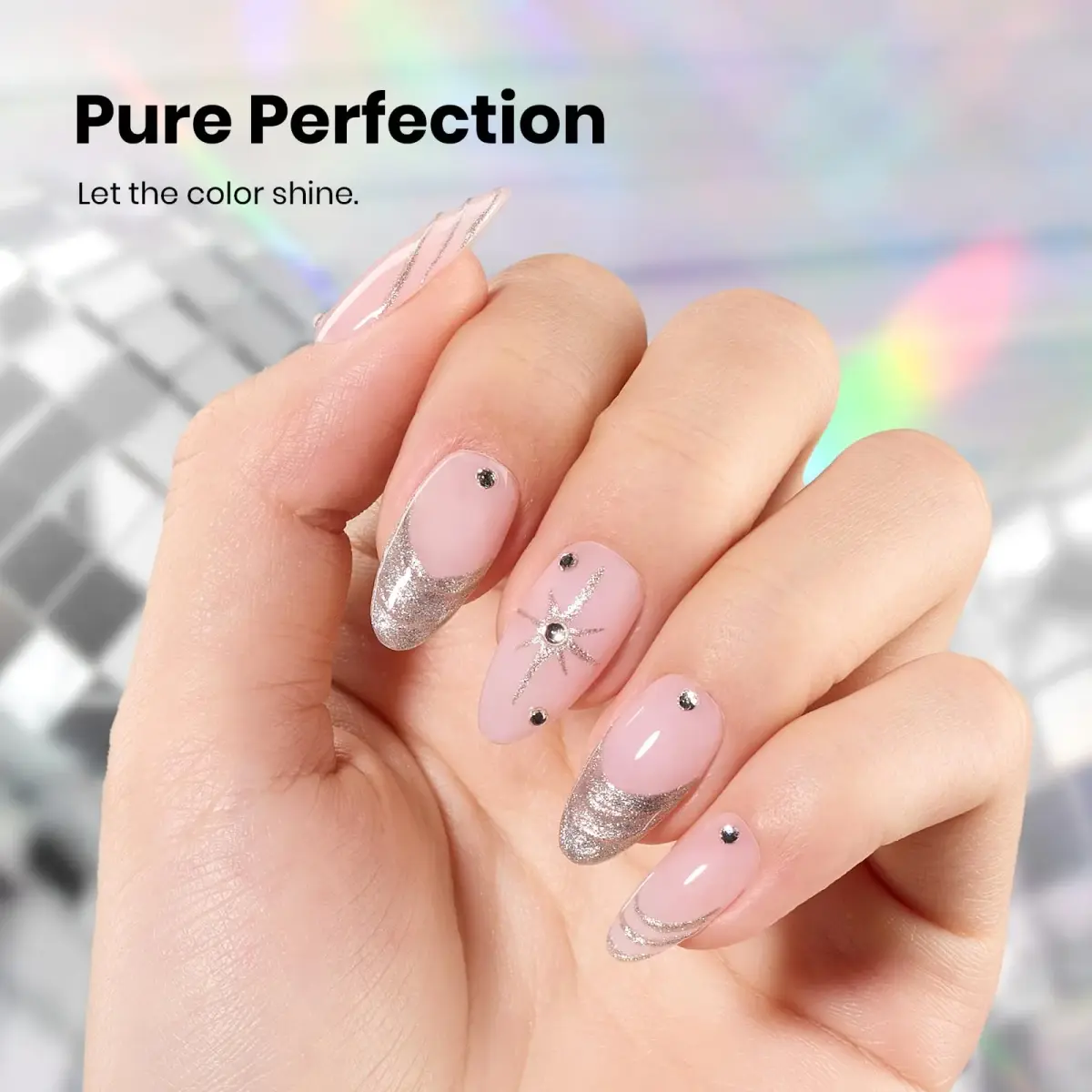 Beetles Pearl Gel Nail Polish 15ml Silver Moonlight | Metallic Frost Finish, Long-Lasting Soak-Off Gel - view 2