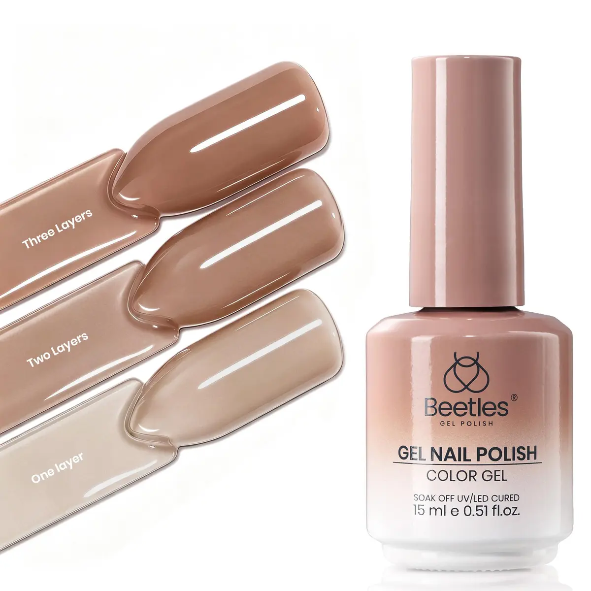 Beetles Gel Nail Polish Natural Nude Jelly Sheer Soft Brew, 15ml (0.5 Fl Oz) | Soak Off UV LED Manicure - main product image