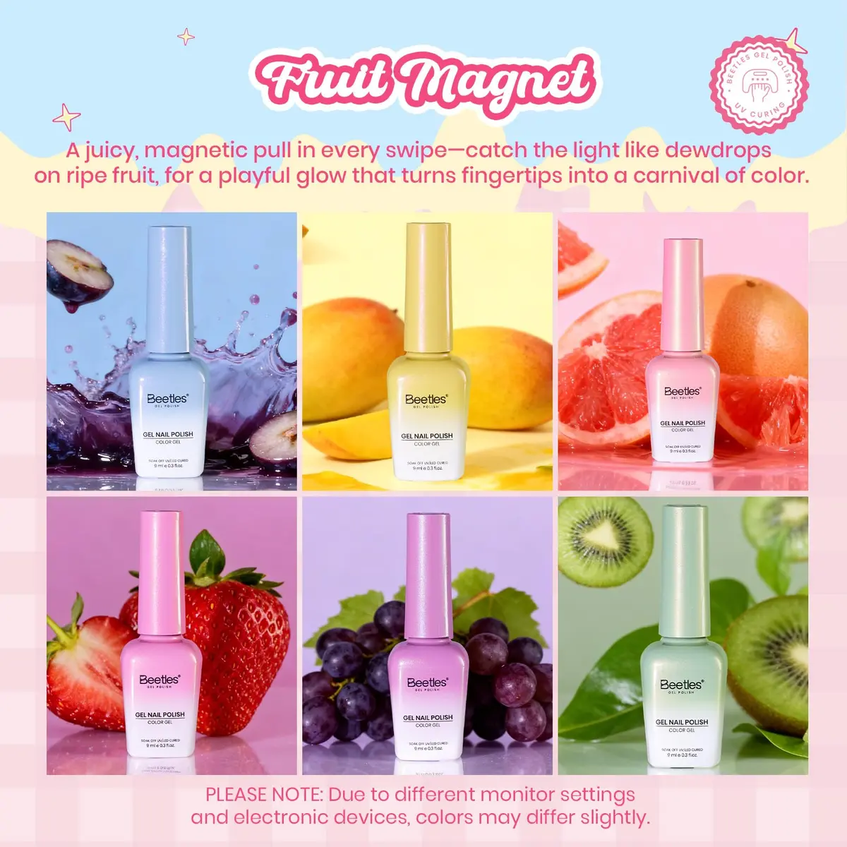 beetles Gel Polish Fruit Magnet Cat Eye Set 6 Colors | Long-Lasting Glossy UV/LED Cure - view 7