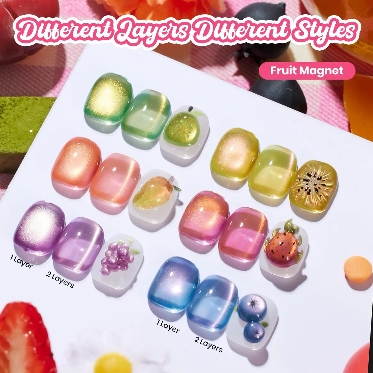 beetles Gel Polish Fruit Magnet Cat Eye Set 6 Colors | Long-Lasting Glossy UV/LED Cure - view 2