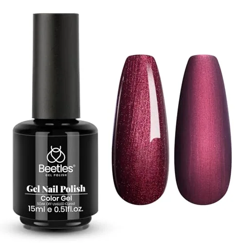 beetles Burgundy Glitter Gel Polish - Cherry Mocha Red Wine Color, 15ML | Long-Lasting 28+ Days - main product image