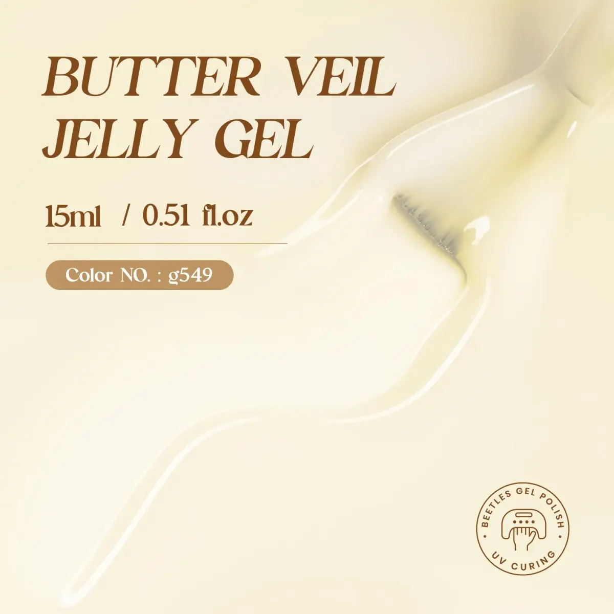 Beetles Butter Veil Yellow Jelly Gel Nail Polish 15ml | Sheer Translucent Effect - view 2